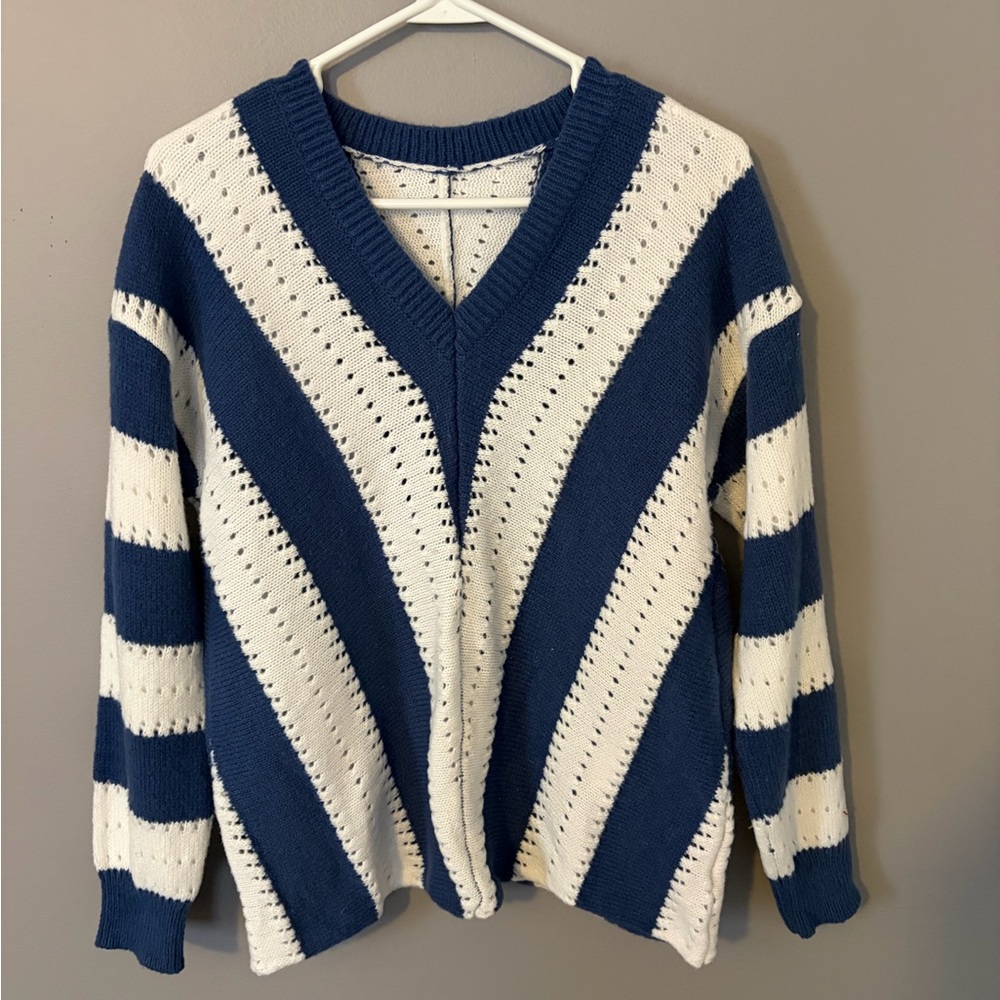 Striped Blue and White Women's Sweater